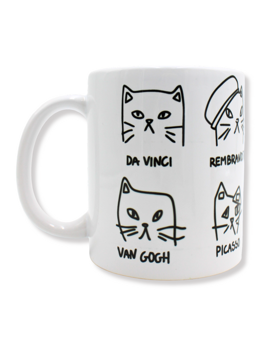 Taza De Cerámica Arte Gatos