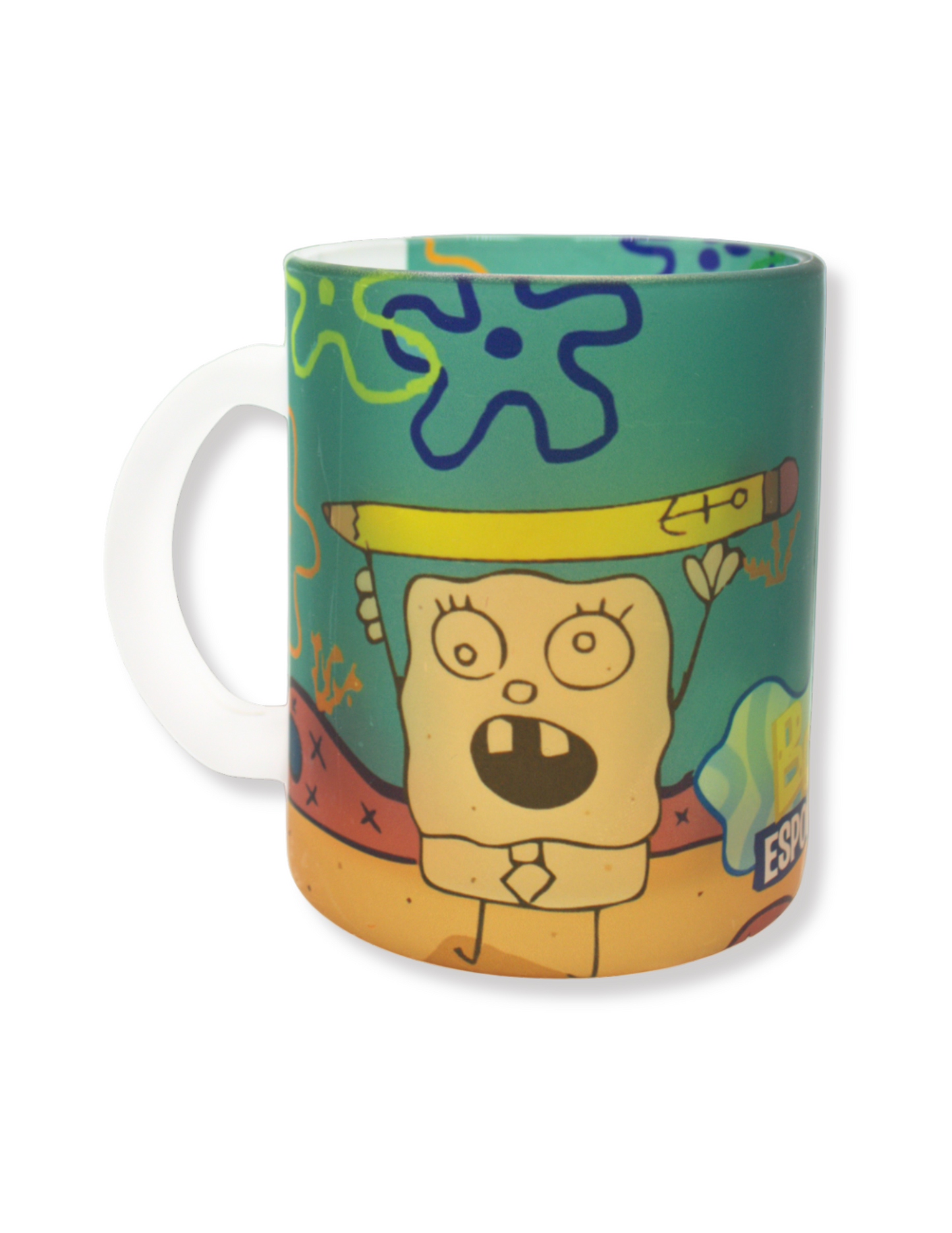 Taza De Vidrio Bob Esponja Malo Trazo