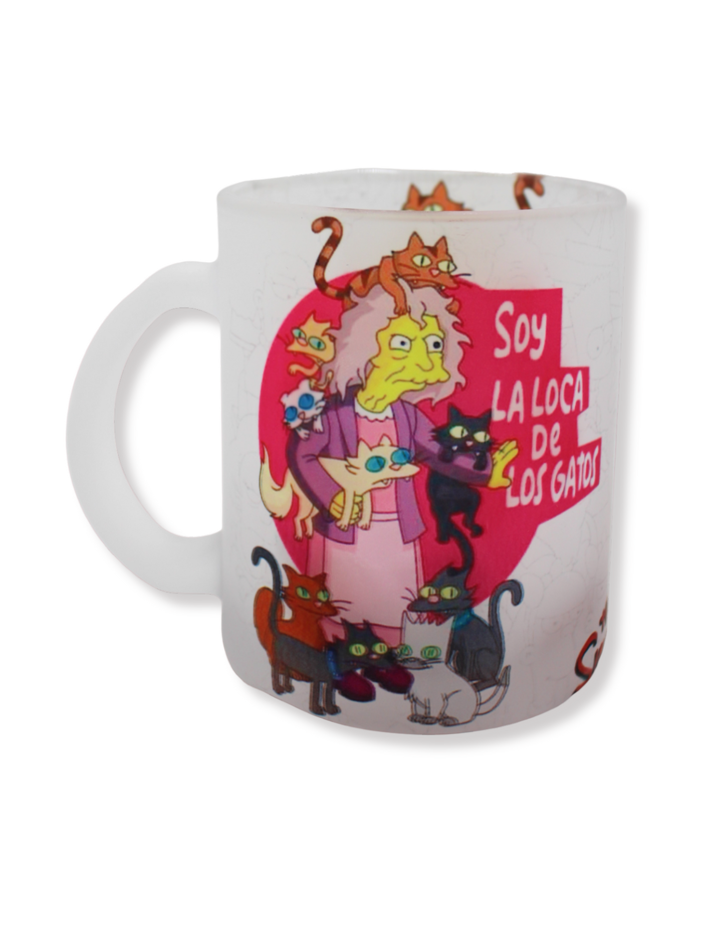 Taza De Vidrio La loca de los gatos simpson