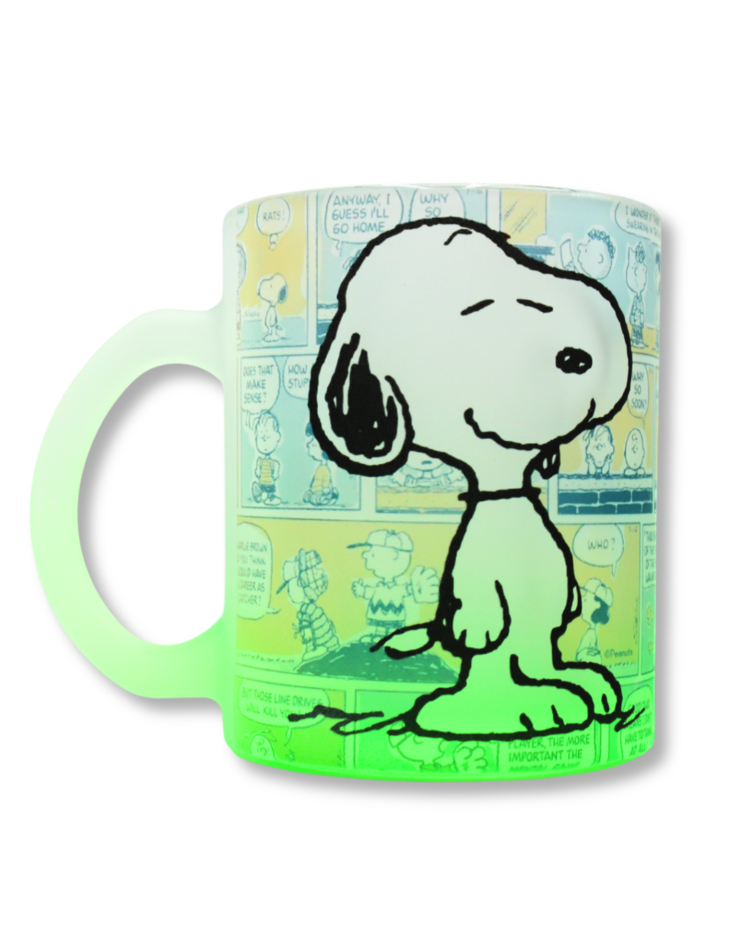 Taza De Vidrio Snoopy Verde