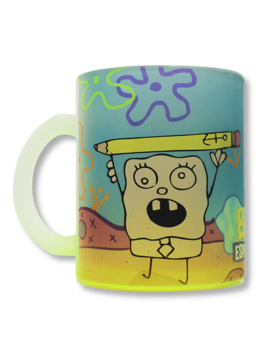 Taza De Vidrio Bob Esponja Malo Trazo