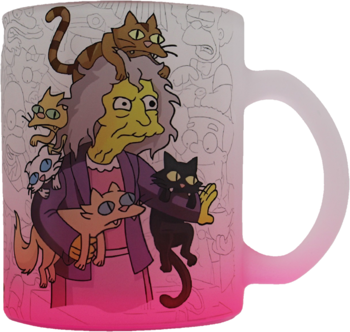 Taza De Vidrio La loca de los gatos simpson