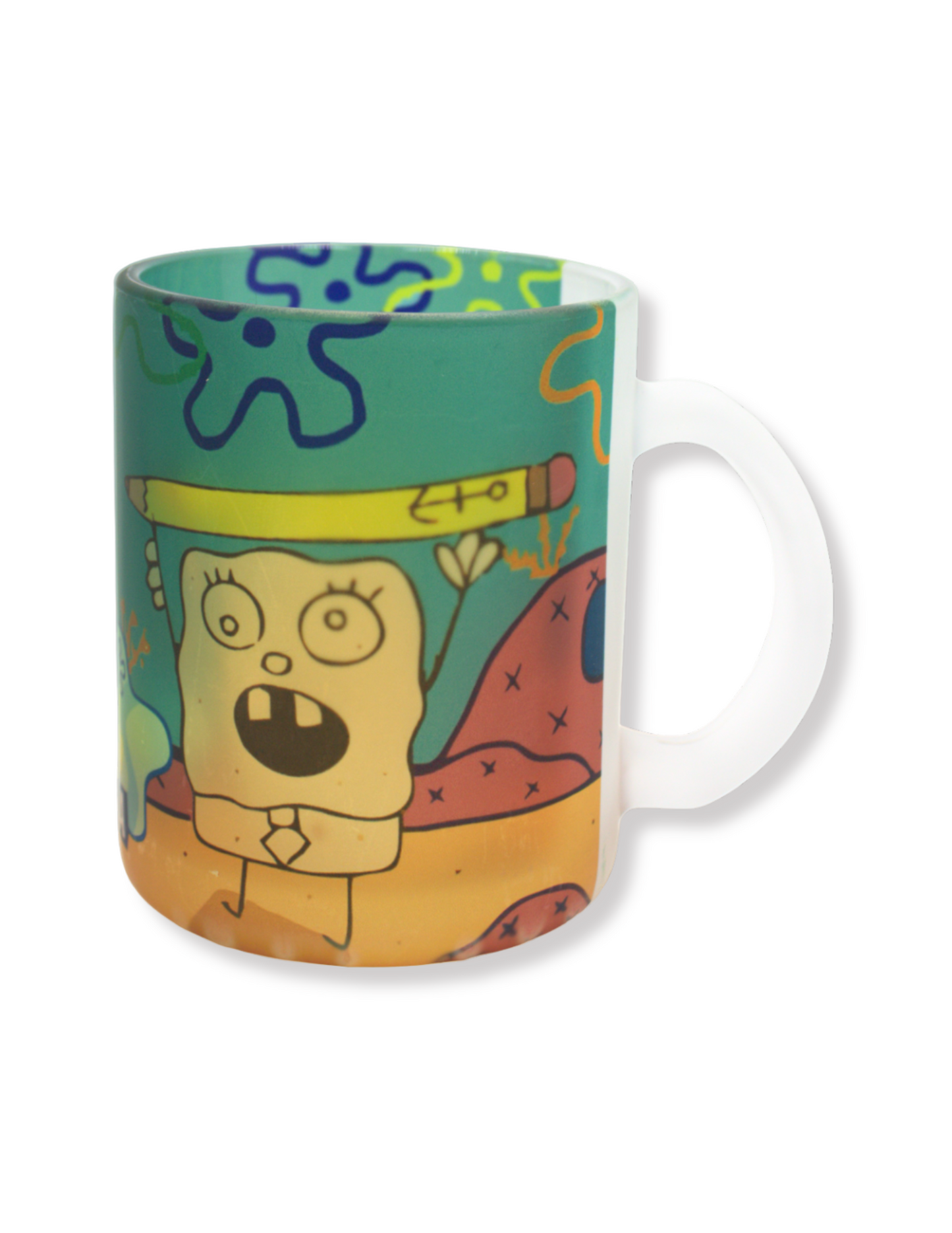 Taza De Vidrio Bob Esponja Malo Trazo