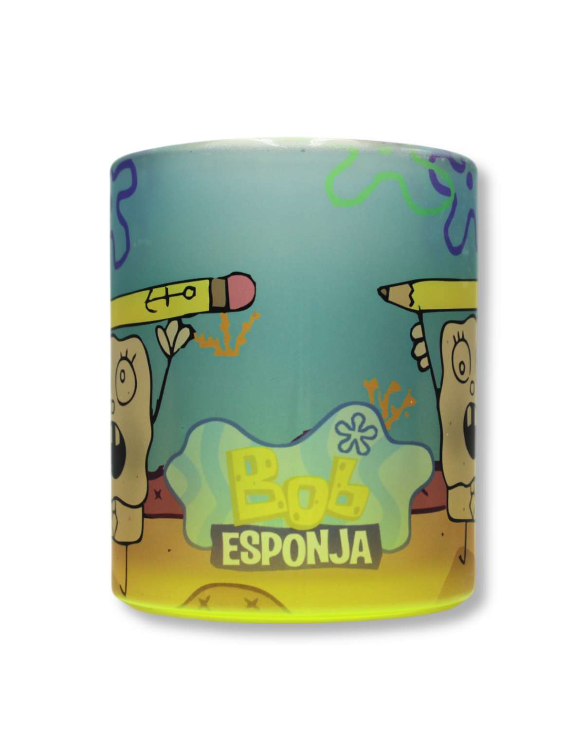 Taza De Vidrio Bob Esponja Malo Trazo