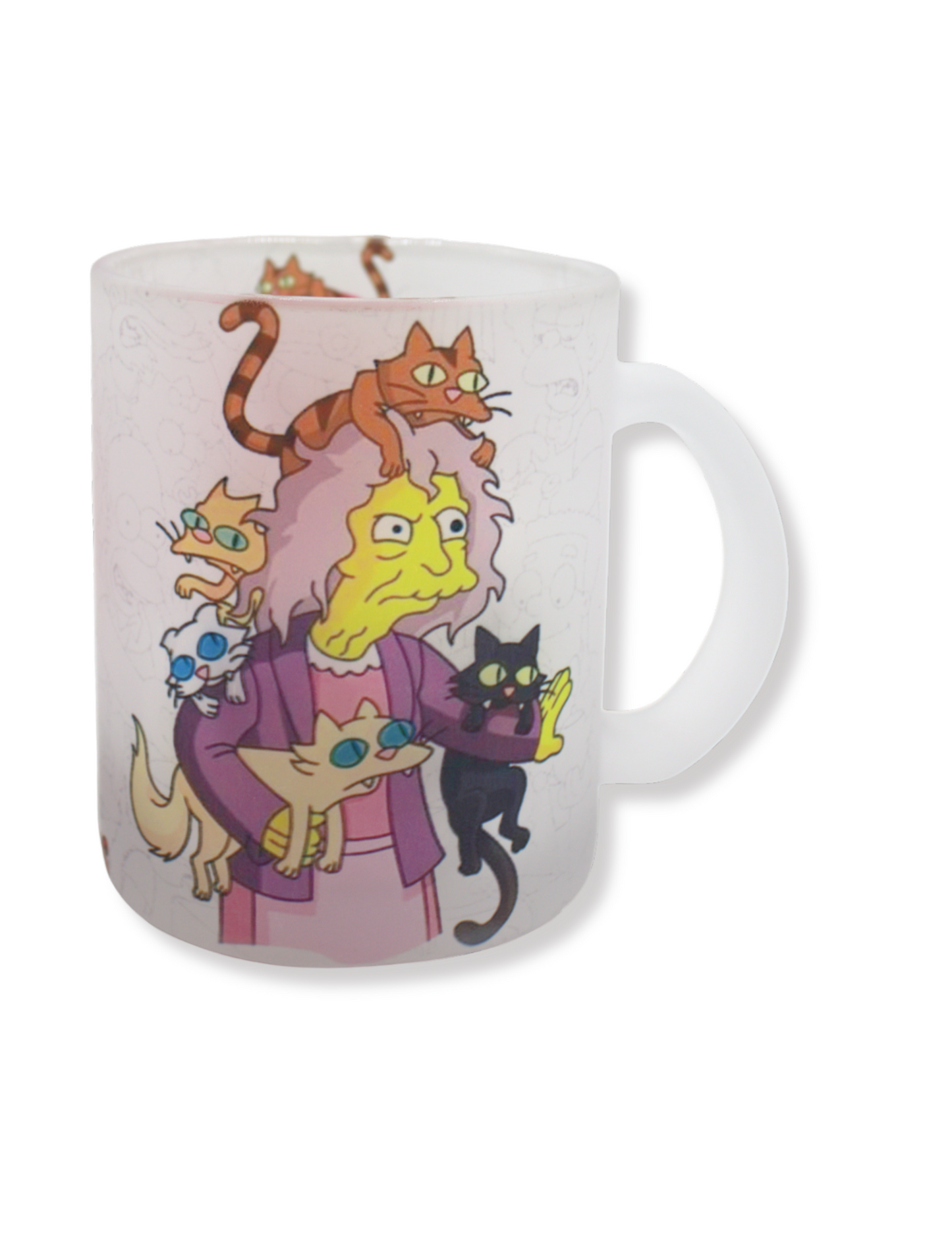 Taza De Vidrio La loca de los gatos simpson