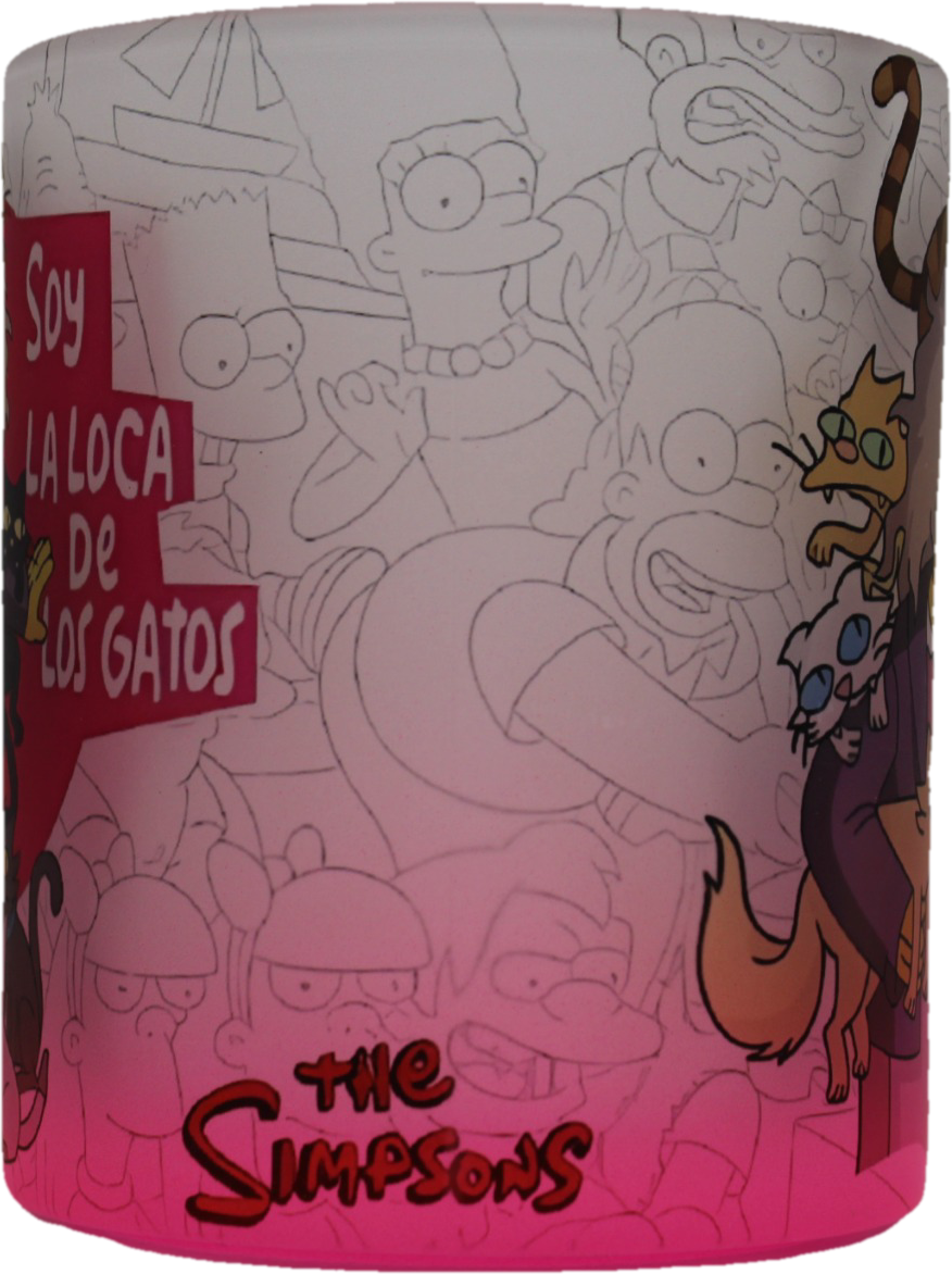 Taza De Vidrio La loca de los gatos simpson