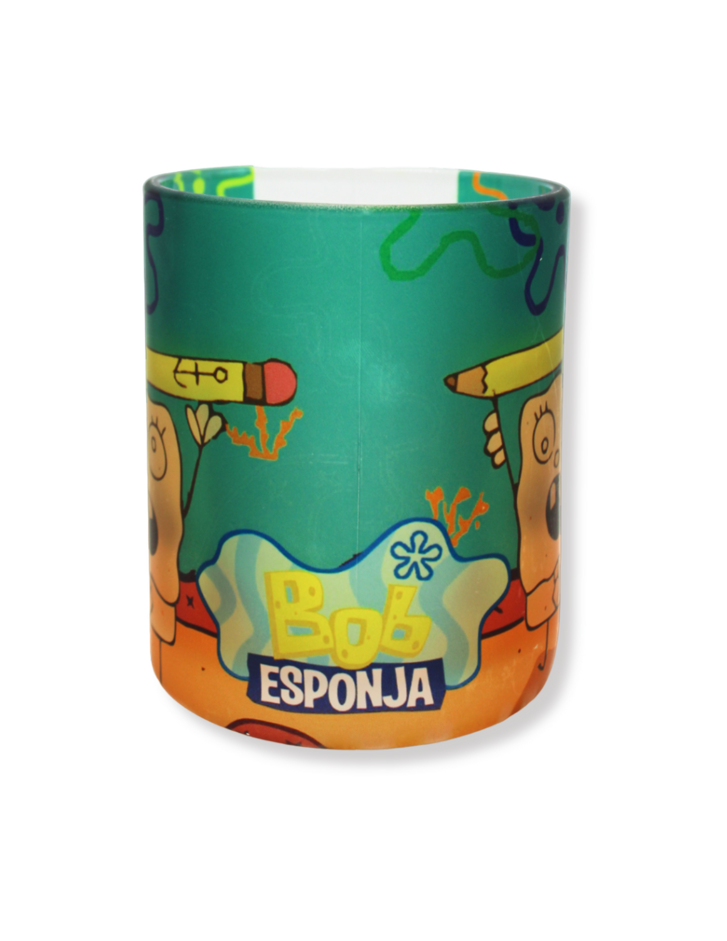 Taza De Vidrio Bob Esponja Malo Trazo