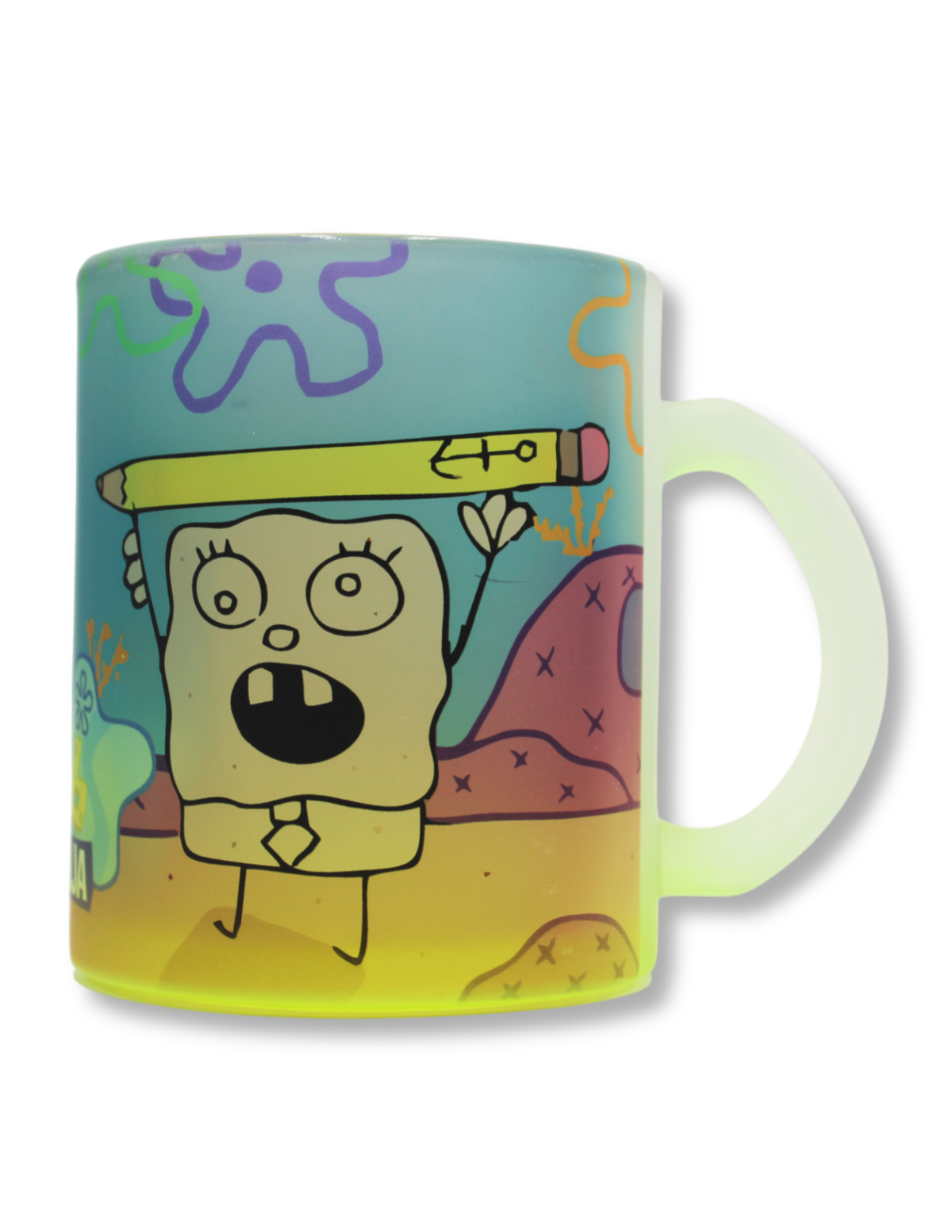 Taza De Vidrio Bob Esponja Malo Trazo