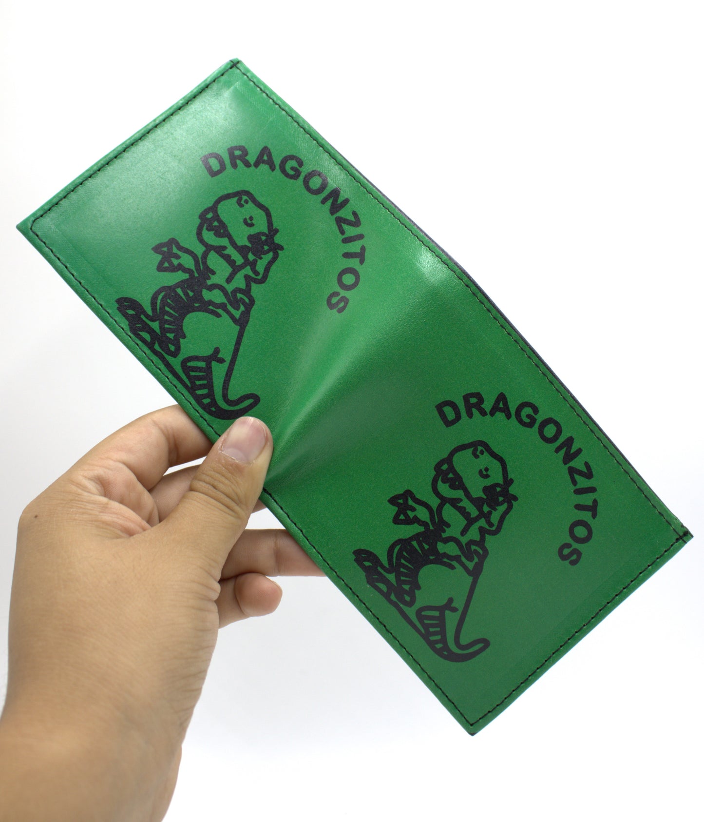 Cartera Hombre De Piel Dragoncito Verde